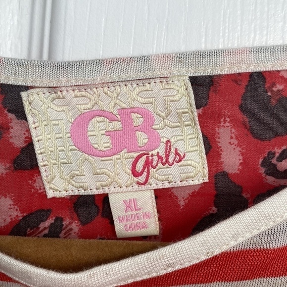 🆕 GB Girls Oversized Loose-Fit Top w/Cami Striped Cheetah Print XL - Picture 6 of 9